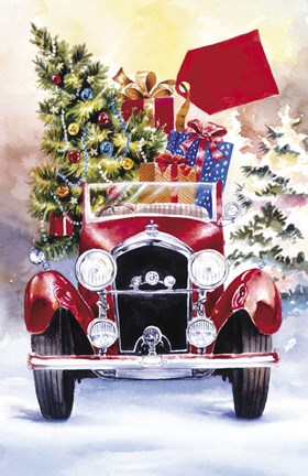 Framed Christmas Tree Classic Car Ride II Print