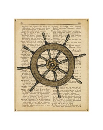 Framed Nautical Series - Ship Wheel Print