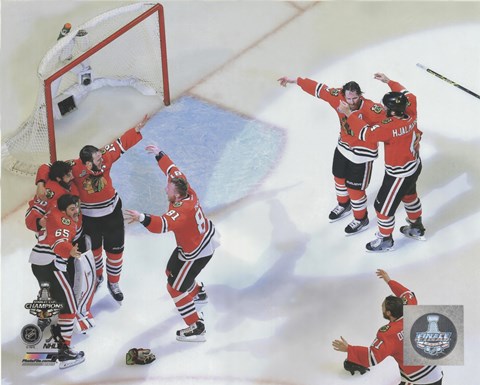 Framed Chicago Blackhawks celebrate winning Game 6 of the 2015 Stanley Cup Finals Print