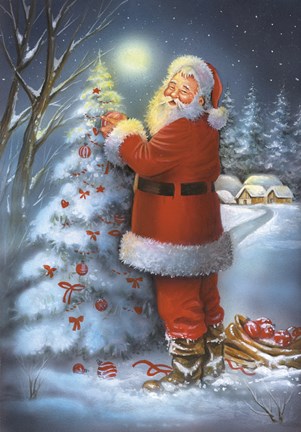 Framed Santa&#39;s Christmas Tree Print