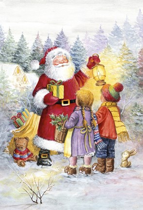 Framed Children Greet Santa Print