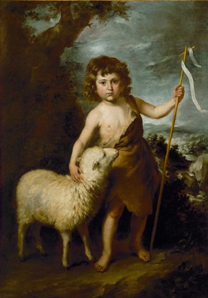 Framed Young John the Baptist with the Lamb Print