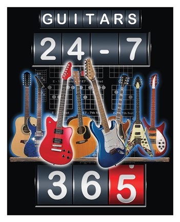 Framed Guitars 24-7, 365 Print