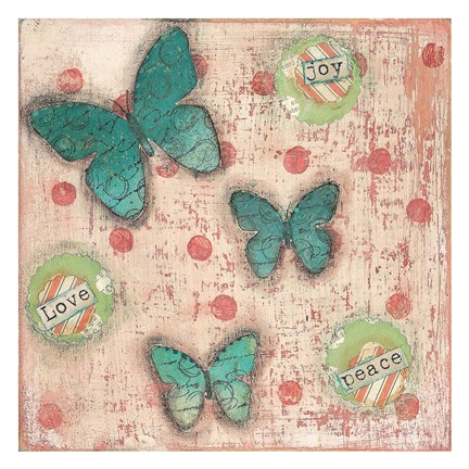 Framed Joy Love Peace Butterflies Print