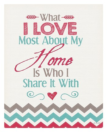 Framed Home (What I Love Quote) Print