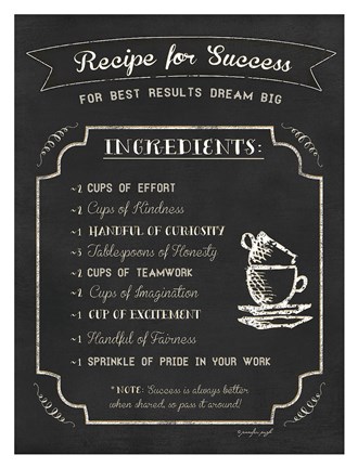 Framed Recipe for Success Print