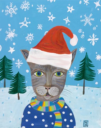 Framed Holiday Cat Print