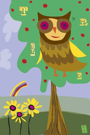 Framed Owl In Tree Print