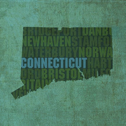 Framed Connecticut State Words Print