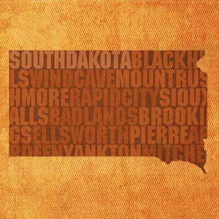 Framed South Dakota State Words Print