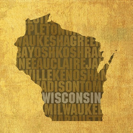 Framed Wisconsin State Words Print