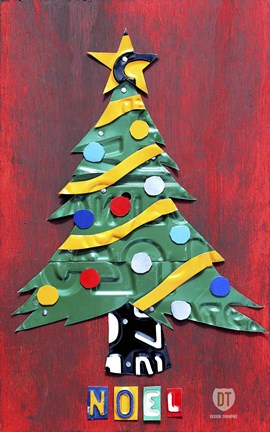Framed Noel Christmas Tree License Plate Art Print
