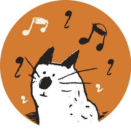 Framed Orange Music Cat Print