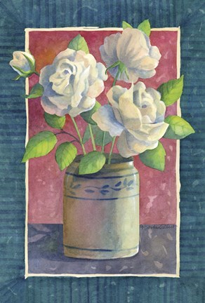 Framed White Roses Print