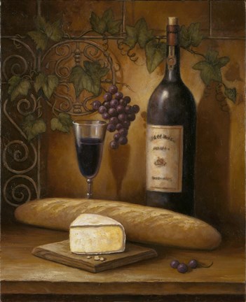 Framed Wine And Cheese B Print