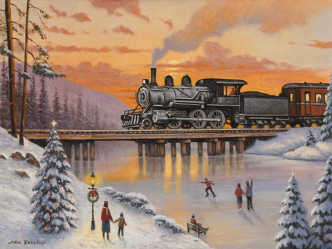 Framed Railroad On The Ice Bridge Print