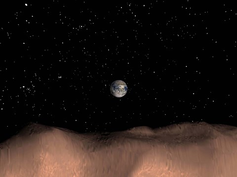 Framed view of Earth as seen from the surface of the Asteroid Toutatis Print