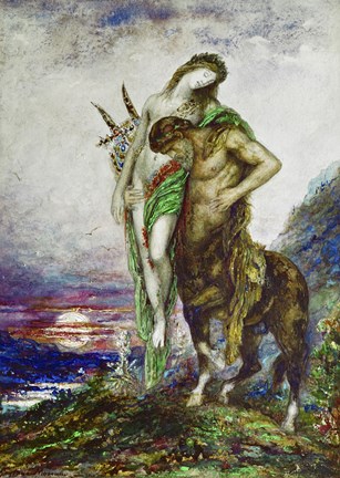 Framed Dead Poet Carried By a Centaur, 1870 Print