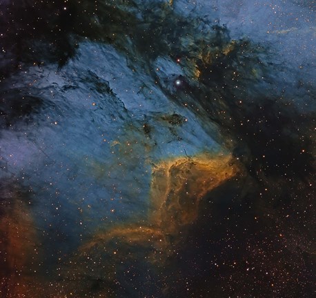 Framed Pelican Nebula, an H II region in the Constellation Cygnus Print