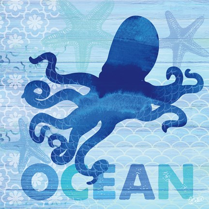 Framed Sea Glass Octopus Print