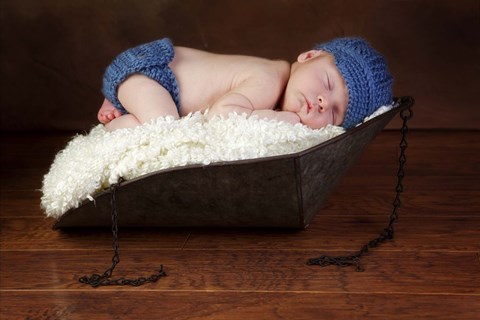 Framed Baby In Blue Hat I Print