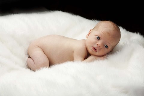Framed Baby On White Fur Print