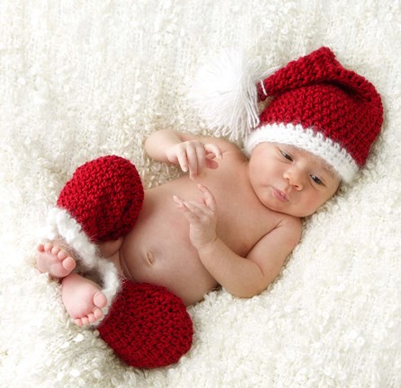 Framed Baby Knit Santa Print