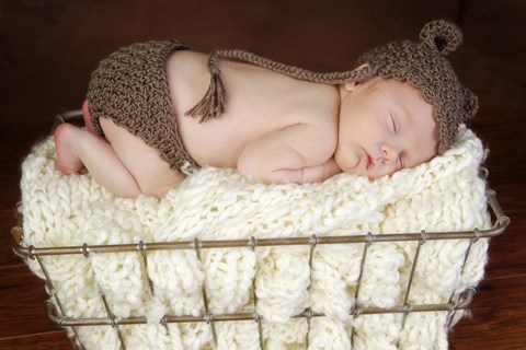 Framed Baby In Brown Knit Print