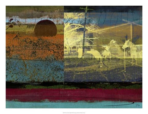 Framed Horse &amp; Hay Collage Print