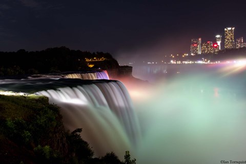 Framed Lights On The Falls Print