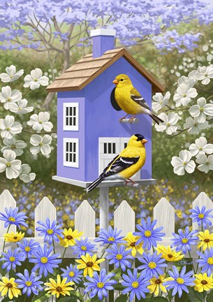 Framed Goldfinch Garden Home Print