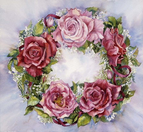 Framed Rose Wreath Print