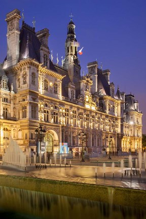 Framed Ornate Hotel at Twilight Print