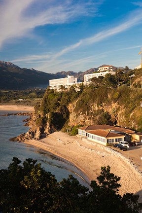 Framed Beach and Hotels at Sunset Print