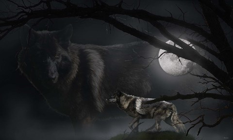Framed Black Moon Wolf Print