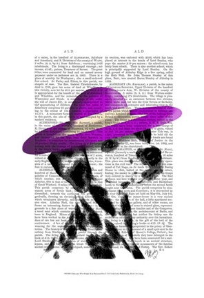 Framed Dalmatian With Purple Wide Brimmed Hat Print
