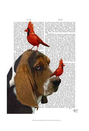 Framed Basset Hound and Birds I Print