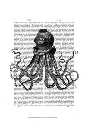 Framed Octopus and Diving Helmet Print