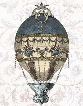 Framed Baroque Balloon Blue &amp; Cream Print