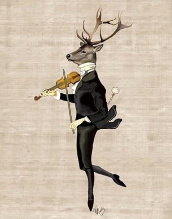 Framed Dancing Deer with Violin Print