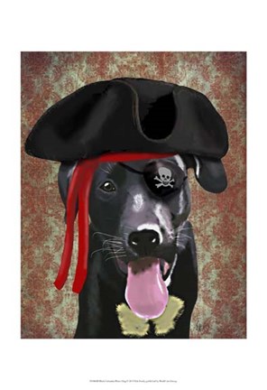 Framed Black Labrador Pirate Dog Print