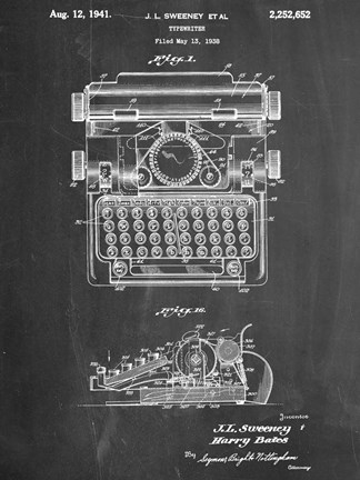 Framed Typewriter CH Print