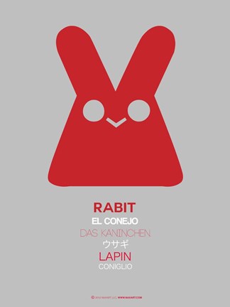 Framed Red Rabbit Multilingual Print