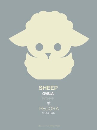 Framed Yellow Sheep Multilingual Print