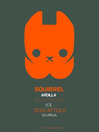 Framed Orange Squirrel Multilingual Print