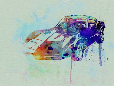 Framed Corvette watercolor Print