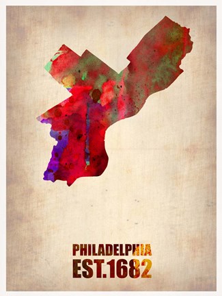 Framed Philadelphia Watercolor Map Print