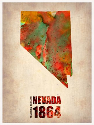 Framed Nevada Watercolor Map Print