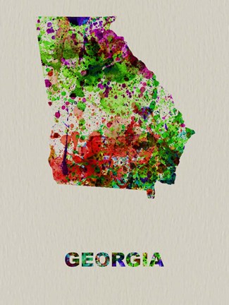 Framed Georgia Color Splatter Map Print