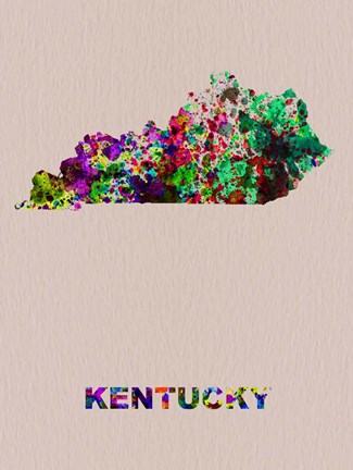 Framed Kentucky Color Splatter Map Print